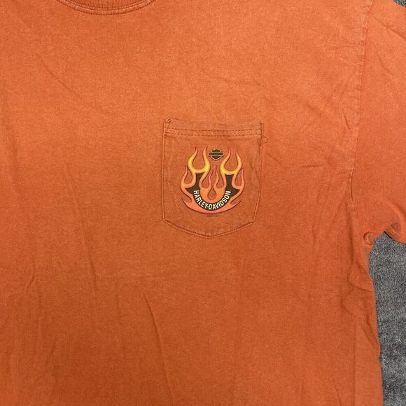 Vintage Harley Davidson T-Shirt Men's XL Orange Gary Bang Atascadero 2003 - Picture 4 of 10